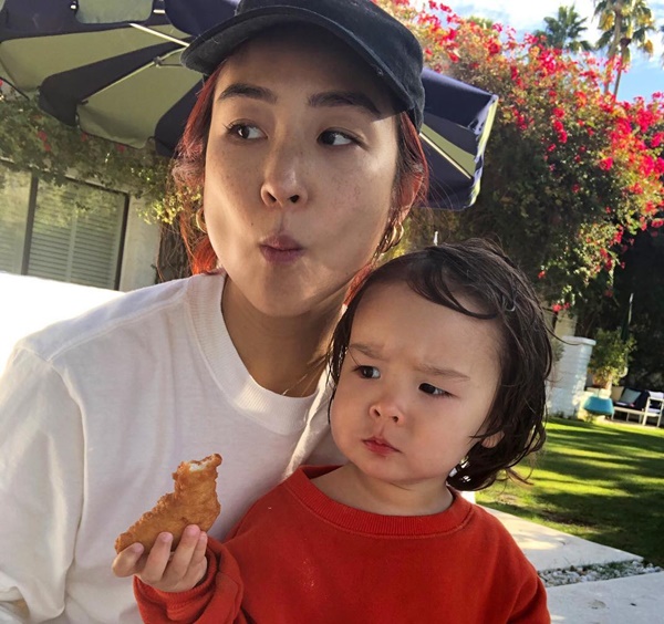 Greta Lee With her Son
