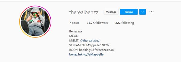 Benzz Instagram Account