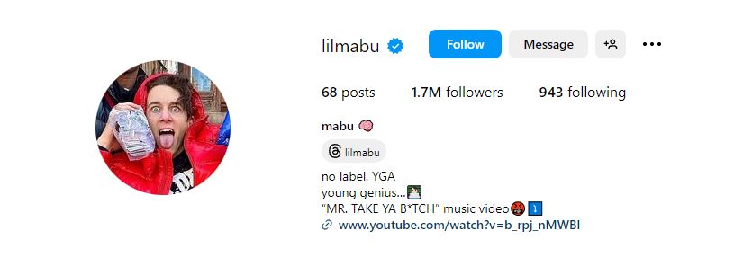 Lil Mabu Instagram Profile